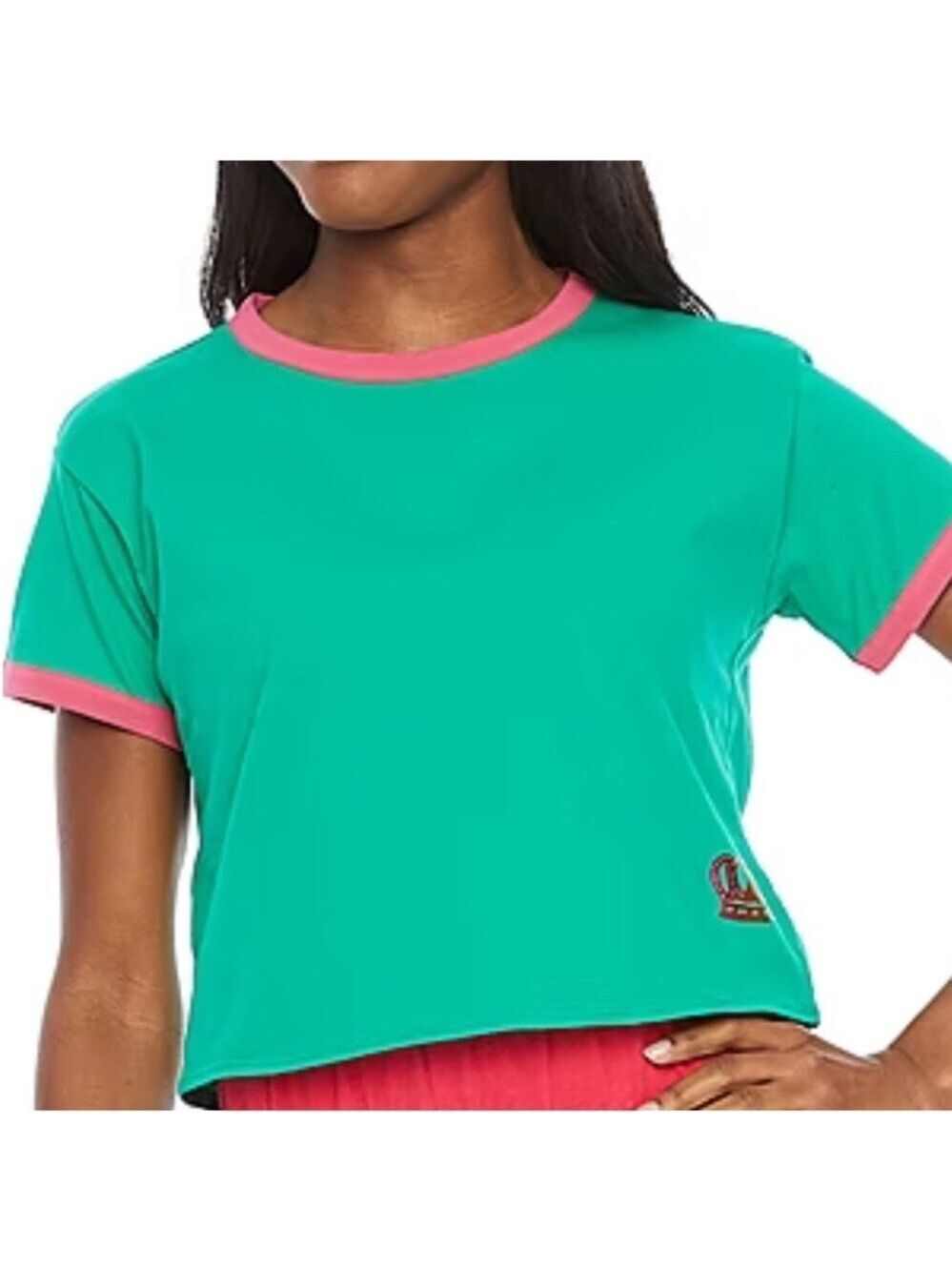 Juicy Couture cropped short sleeve tee Woman Junior XXL palm tree green